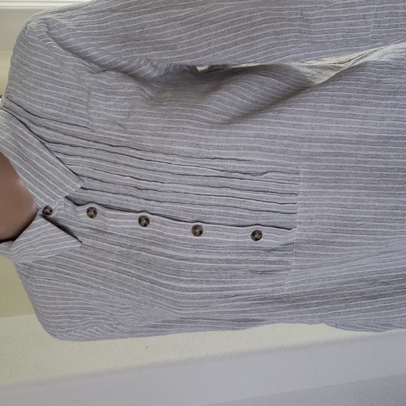 Mystree L breezy cotton tunic interesting contrasted stripes button tab sleeves - Picture 5 of 10